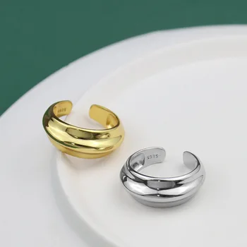 925 Sterling Silver Zásnubné Prstene pre Ženy, Zlatá Farba Pár Trendy Nepravidelný Geometrické Handmade Šperky, Darčeky