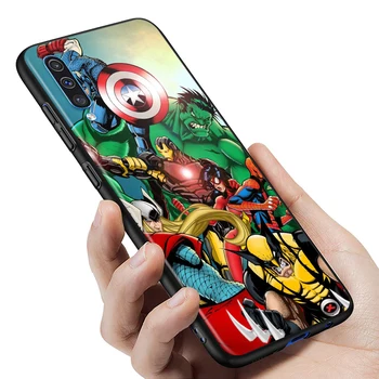 Marvel Cartoon Avengers Pre Samsung Galaxy A90 A80 A70 S A60 A50S A30 S A40 S A2 A20E A20 S A10S A10 E Black Telefón Prípade