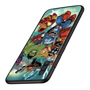 Marvel Cartoon Avengers Pre Samsung Galaxy A90 A80 A70 S A60 A50S A30 S A40 S A2 A20E A20 S A10S A10 E Black Telefón Prípade