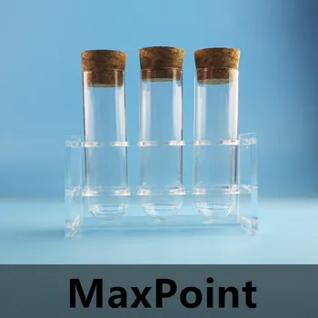 MaxPoint 1 Sada 3ks 18/20/25/30 mm*100 mm sklo skúmavky s korku + 3 otvory, priehľadný akrylový stojan na skúmavky laboratórneho vybavenia