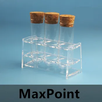 MaxPoint 1 Sada 3ks 18/20/25/30 mm*100 mm sklo skúmavky s korku + 3 otvory, priehľadný akrylový stojan na skúmavky laboratórneho vybavenia