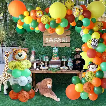 Jungle Zvierat Balón Garland Arch Narodeniny, Party Dekorácie Deti Safari Jungle Party Dekor Žltá Baloon Baby Sprcha