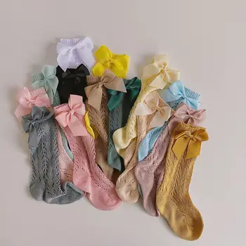 0-8 Rokov Dievča Španielsky Deti Oka Tenké Prenos Prsteň Mid-Tube Luk Princezná Baby Ponožky