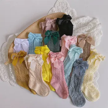 0-8 Rokov Dievča Španielsky Deti Oka Tenké Prenos Prsteň Mid-Tube Luk Princezná Baby Ponožky