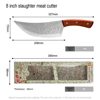 Qing 8 palcový Zabitie Nôž Full Tang Ručne Kované Kuchyňa srbský Mäsiar Nôž Outdoor Camping Nástroj Prežitia S Darčekovej krabičke