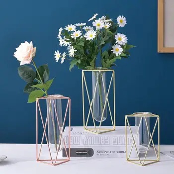 Vázy na Kvety Transparentné Hydroponické Sklenené Vázy Zlatá Váza Domáce Dekorácie Príslušenstvo Moderný Nordic Obývacej Miestnosti Dekorácie