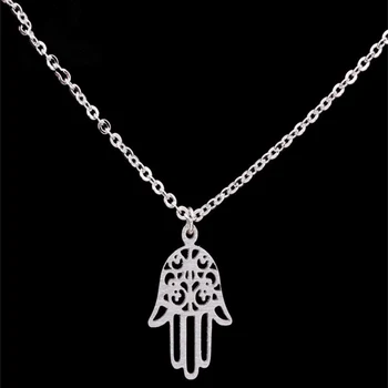 Arabský Sója Luna Hamsa Ruky Prívesok Náhrdelník Ženy Muži Amulet z Nehrdzavejúcej Ocele Zlatá Farba Strane z Fatimy Choker Islamskej Šperky