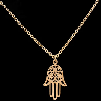 Arabský Sója Luna Hamsa Ruky Prívesok Náhrdelník Ženy Muži Amulet z Nehrdzavejúcej Ocele Zlatá Farba Strane z Fatimy Choker Islamskej Šperky