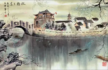 Tradičná Japonská Kresba Obce Art Film Tlač Hodváb Plagát Domov Stenu Decor 24x36inch