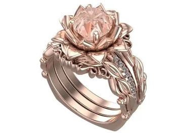 Kreatívne Rose Gold Kvet Tvar Vykladané Kryštálmi Zirkón Prstene pre Ženy Nádherné Svadobné Zásnubné Prstene, Šperky Darček