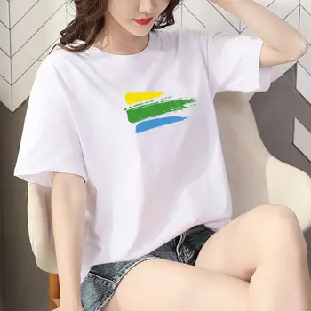 Letné Nové dámske oblečenie Bavlna Krátky Rukáv Žena T-shirt Študent kórejský Voľné Trend Top Polovičný Rukáv Spodná Srsť