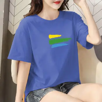 Letné Nové dámske oblečenie Bavlna Krátky Rukáv Žena T-shirt Študent kórejský Voľné Trend Top Polovičný Rukáv Spodná Srsť
