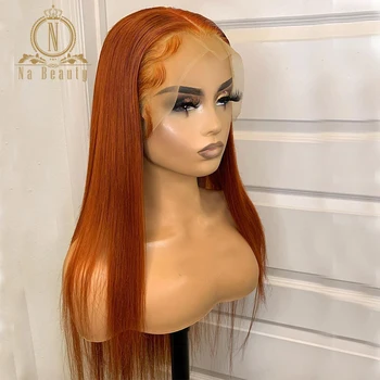 Zázvor Orange 613 Farebné Parochne Rovno HD Transparentnej Čipky Ľudské Vlasy, Parochne T Časť Čipky Parochne pre Čierne Ženy Remy Na Krásu 180%