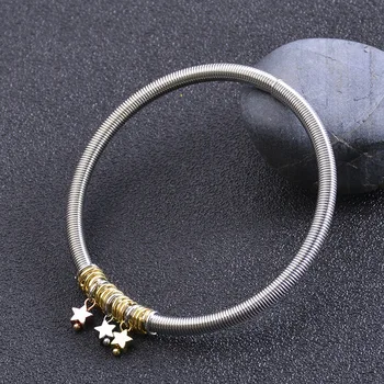 1 Ks 4.2 mm Jednoduché Elastická Náramok z Nerezovej Ocele Star Prívesok Náramky Unisex Móda Pár Šperky
