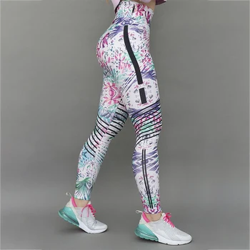 Plus Veľkosť dámske Legíny Vysoký Pás Tlač Slim Hip Fitness Nohavice 2021 Nové Príležitostné Športové Priedušná Polyesterových Leginy Ženy