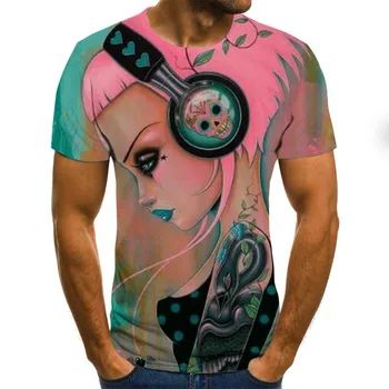 Unisex hip-hop štýl T-shirt ulici príležitostné letné hudobné umenie hudobné nástroje, 3D full tlač fashion T-shirt