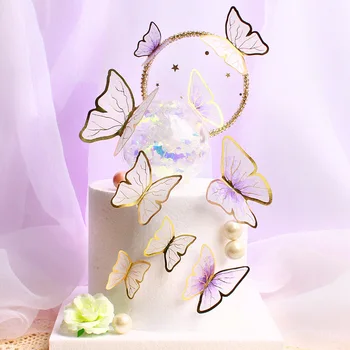 1 Nastavte Motýľ Tému Happy Birthday Cake Mulčovače Nový Butterfly Svadobné Cupcake Vňaťou pre Dieťa Sprcha Narodeninovú Tortu Dekorácie