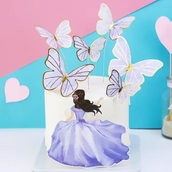1 Nastavte Motýľ Tému Happy Birthday Cake Mulčovače Nový Butterfly Svadobné Cupcake Vňaťou pre Dieťa Sprcha Narodeninovú Tortu Dekorácie
