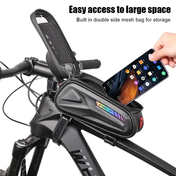 Cyklistické Tašky Predné Sedlo Rám Nepremokavé Screen Dotknite sa položky Hornej rámovej Trubky Telefón na Zips Balenia Cyklistické Vybavenie pre MTB, Road Bike