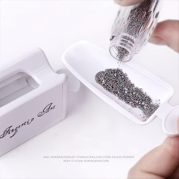 Na Nechty, Glitter Prášok Recyklovať Box Dve Vrstvy Malé Lyžice Lievik Nail Art Pearl Powder Recyklácie Nechty, Ozdoby Úložný Box Nástroj