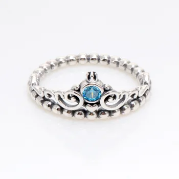 Amas Autentické 925 Sterling Silver Popoluška modrá koruny krúžok Pre Ženy Originálne Šperky