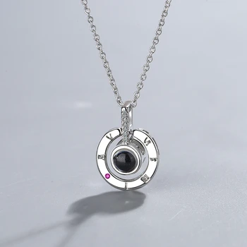 S925 sterling silver chain non-alergické náhrdelník milujem ťa premietacie clavicle reťazca vykladané zirkónia prívesok šperky