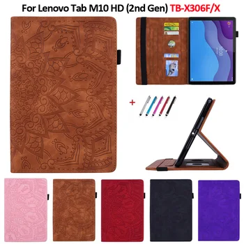 Prípad Pre Kartu Lenovo M10 HD Gen 2 Emboss Kožené Peňaženky Tablet Kryt Pre Funda Kartu Lenovo M10 HD tb-x306f tb-x306x Prípade 10 1 palec