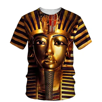 Nové 2021 Lete 3D Tlač Hrozné Pharaon Módne Bežné Mužov okolo Krku Hip Hop Krátky Rukáv T-Shirt 130-6XL