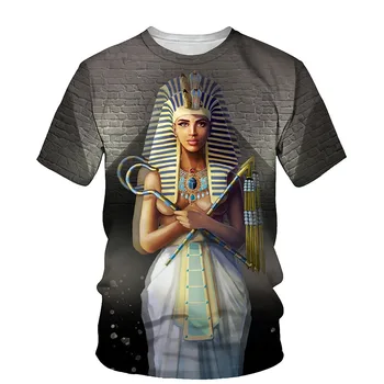 Nové 2021 Lete 3D Tlač Hrozné Pharaon Módne Bežné Mužov okolo Krku Hip Hop Krátky Rukáv T-Shirt 130-6XL