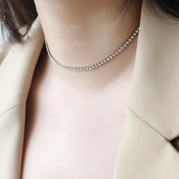 Diam tenis choker náhrdelník pre ženy nehrdzavejúcej ocele zirkón elegantná elegantné clavicle náhrdelník jednoduché módy ženy náhrdelník 2021
