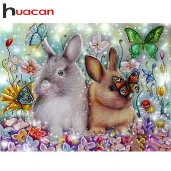 Huacan 5d Diamond Maľovanie Plný Vrták Námestie Králik Obrázky Kamienkami DIY Diamond Mozaiky Predaj Zvierat, Nový Príchod