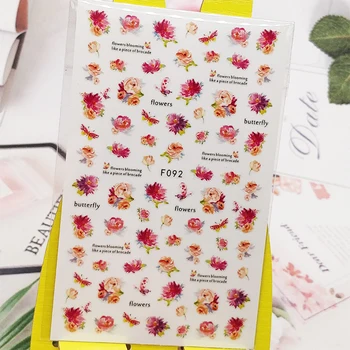 3D Nálepky na Nechty, Červená Begonia Kvetinové Vzory na Nechty Umenie Dekorácie Fólie, Nálepky Zábaly Manikúra Príslušenstvo Decoraciones