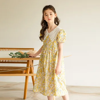 Kvetinové Šaty pre Dievčatá, Krátke detské Oblečenie Letné Ľahké Šaty 2021 Teenages Deti Šaty 8 10 12 13 Rokov Oblečenie