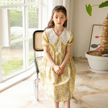 Kvetinové Šaty pre Dievčatá, Krátke detské Oblečenie Letné Ľahké Šaty 2021 Teenages Deti Šaty 8 10 12 13 Rokov Oblečenie