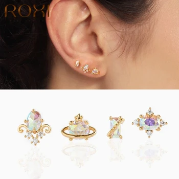 ROXI Najlepšie predávaných V Európe A Amerike Farebné Náušnice Zirkón Pre Ženy, Striebro 925 Skrutku Ear Piercing Stud Náušnice Šperky 2021