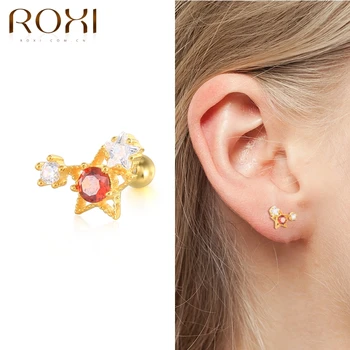 ROXI Najlepšie predávaných V Európe A Amerike Farebné Náušnice Zirkón Pre Ženy, Striebro 925 Skrutku Ear Piercing Stud Náušnice Šperky 2021