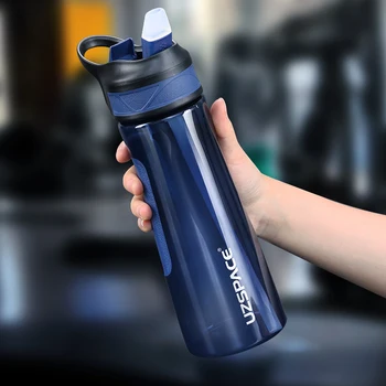 Nové UZSPACE Fľaša na Vodu s Slamy Creative Móde Prenosné Nepresakuje Shaker Vonkajšia Športová Cestovná Fľaša Ecofriendly BPA Free