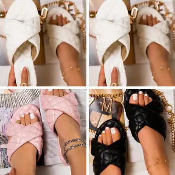 Dámske Topánky Letné Byt Papuče Plážové Sandále Otvorené Prst Vonkajšie Dámy Šmykľavka Big Veľkosť Flip Flops Ženská Obuv Zapatos Mujer