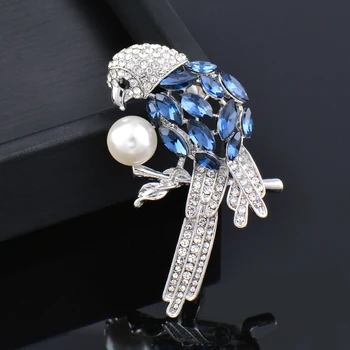 SINLEERY Luxusné Modrá Fialová Kubický Zirkón Vták Papagáj Zvierat Brošňa Pin dámske Módne Doplnky 2021 XZ193 SSK