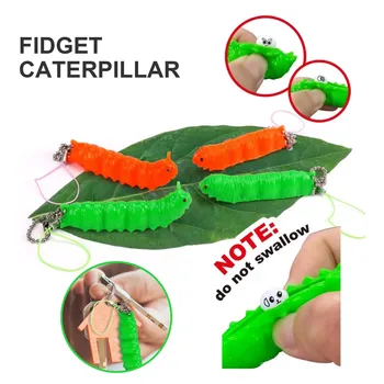 Nové Fidget Squeeze Caterpillar Keychain Hračka Pre Deti, Deti Relaxačná Strane Zmyslové Hračky Pre Dospelých Stres Odľahčovacia Keychain Dary