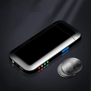 Nové Plazmové Ľahšie Ultra Tenké dvojoblúk Elektrický Zapaľovač USB Nabíjanie Vonkajšie Vetru Zapaľovač Cigariet Zapaľovač