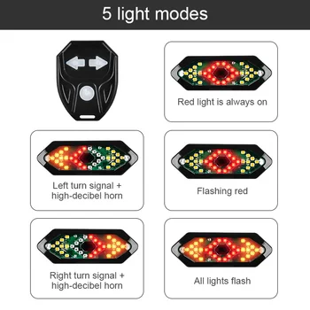 Požičovňa Smer Kontrolka Diaľkové Ovládanie Bicykla smerovku USB MTB LED Zadné Svetlo, zadné svetlo na Bicykli s Horn