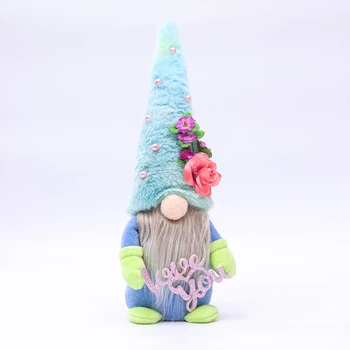 Matky Deň Cartoon Plyšové Trpaslík Stála Post Modrý Klobúk Kvet Pearl Anonymný Bábika Gnome Figúrka Lesa Starších Dekor Dary