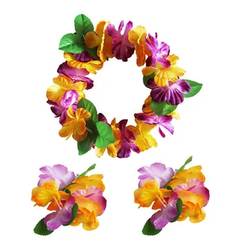 3ks/set Pribrala Havajské Leis pre Hula Tanec Luau Party,Kvetinový Náhrdelníky Leis na Strane Dodávky Láskavosti Oslavy a Dekor