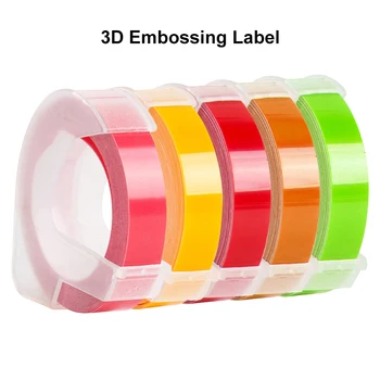 Razba Označenie Páskou Multicolor Označenie Páskou Štítok Tvorcovia 9mm 3D Prenosné Razba 5Rolls Pvc Nálepky Ručná Tlačiareň štítkov