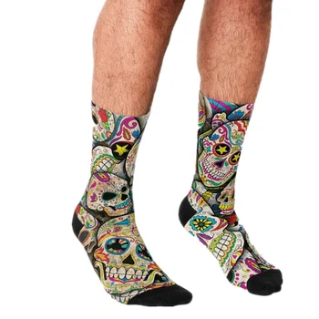 2021 Zábavné Ponožky Mužov harajuku Cukru Lebky Koláž Vytlačené Radi hip hop Mužov Ponožky Novinka Skateboard Posádky Bežné Blázon Ponožky
