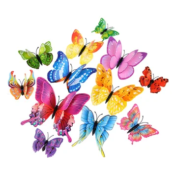 12Pcs 3D Troch-dimenzionální dvojvrstvové Motýľ Samolepky na Stenu Domova Magnet na Chladničku Samolepky na Stenu, Dekorácie, Doplnky