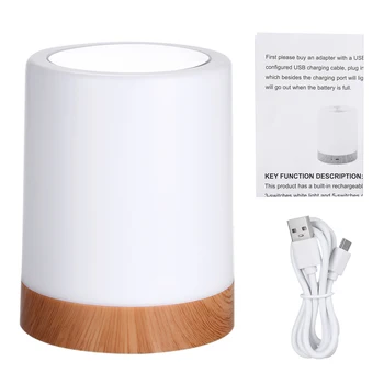3 Úroveň Dotyku Ovládanie Nočný Stolík Lampa USB Nabíjateľné Noc Lampa Stmievateľné Teplá Biela & RGB Nočné Svetlo pre kancelársky balík Office