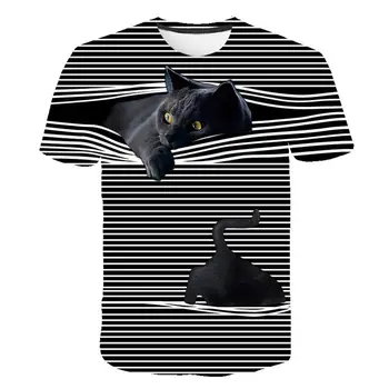 2021 Módy Nové Cool T-Shirt Mužov A Žien 3D T-Shirt Vzor Dve Mačky Krátkym Rukávom Letné Top T-Shirt XXS-6XL