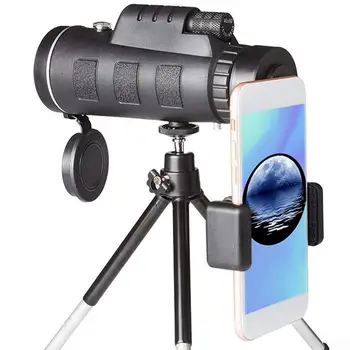 40X60 Monokulárne Ďalekohľad HD Zoom Monokulárne Ďalekohľady S Smartphone Adaptér Telefón Statív Nočný pozorovací Ďalekohľad Pre Kempovanie